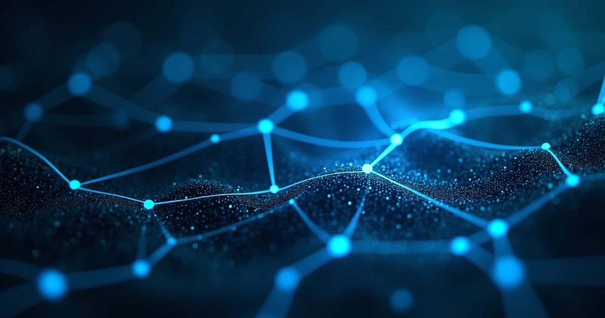 Rede neural abstrata de inteligência artificial interligando dados digitais 