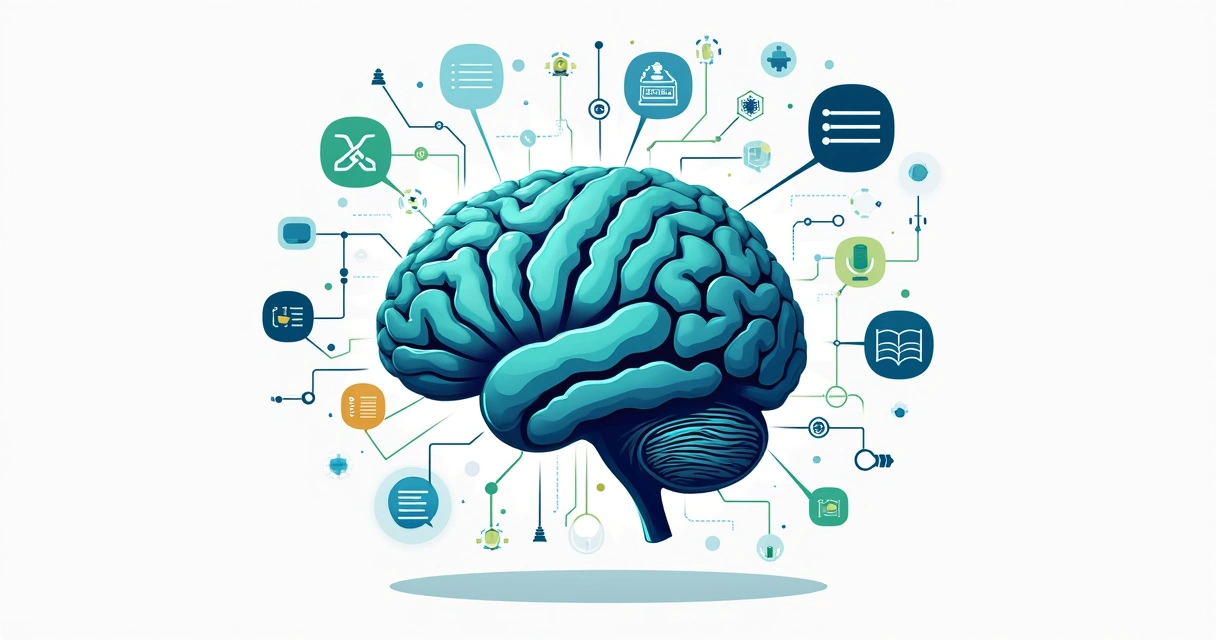 Representação visual de um modelo de linguagem analisando grandes volumes de dados