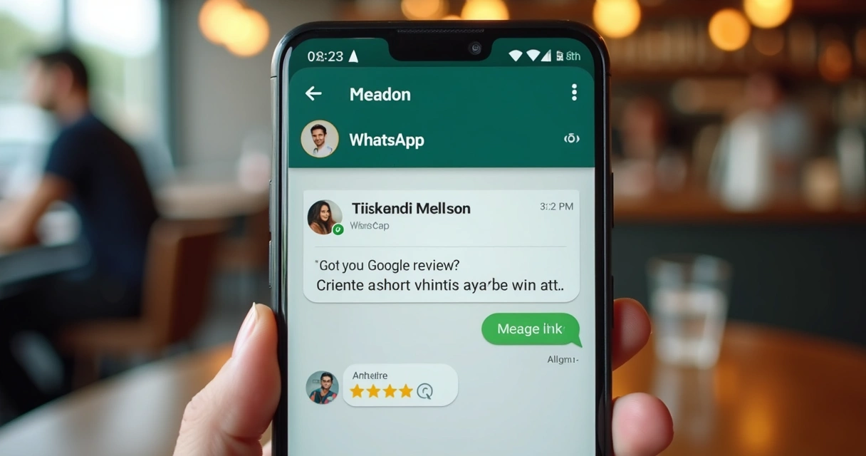 Mensagem no WhatsApp solicitando avaliação Google após venda 