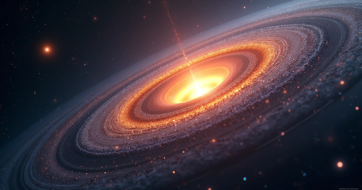 Modelo gráfico de núcleo de matéria escura com perfil de densidade. 