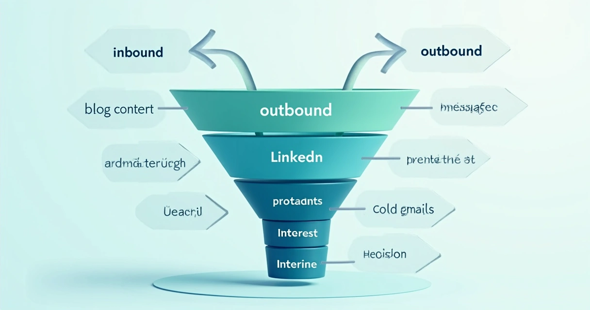 Esquema visual do funil em Y integrando inbound e outbound