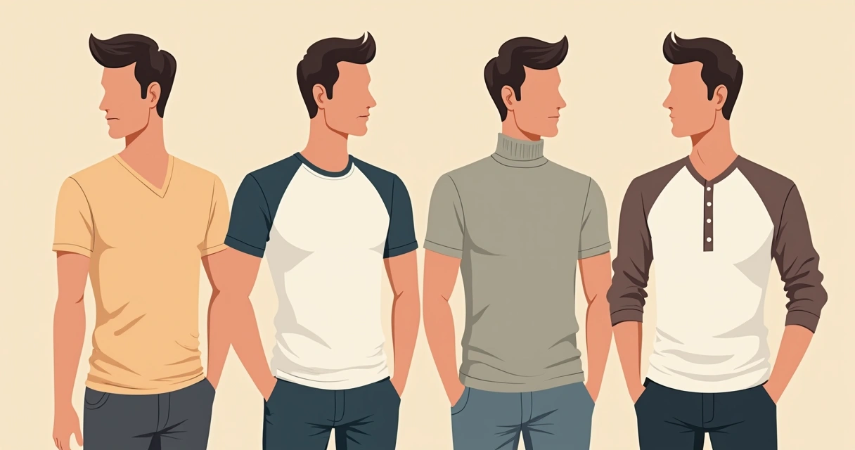 Modelos de camisetas masculinas em algodão egípcio de vários cortes, em fundo neutro.