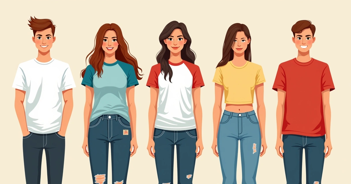 Cinco modelos diferentes de camisetas do terceirão lado a lado, mostrando variações de cor e gola, com artes diferentes na frente e nas costas. 