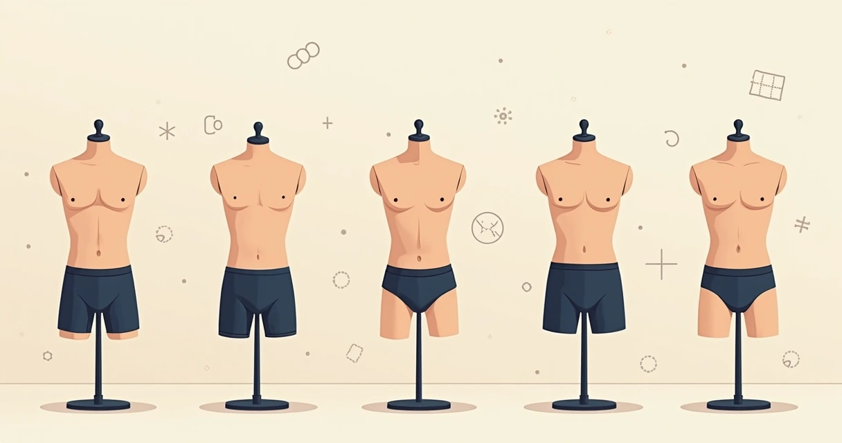 Diferentes modelos de cueca boxer masculina expostos lado a lado.