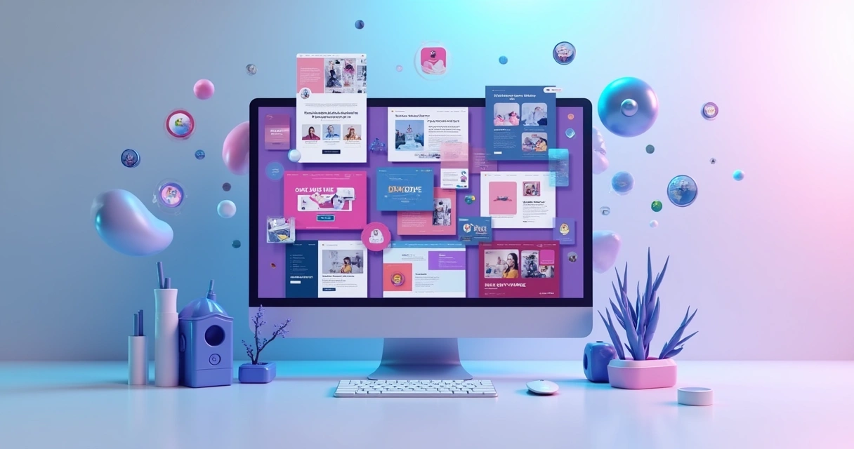 Vários templates diferentes de design lado a lado 