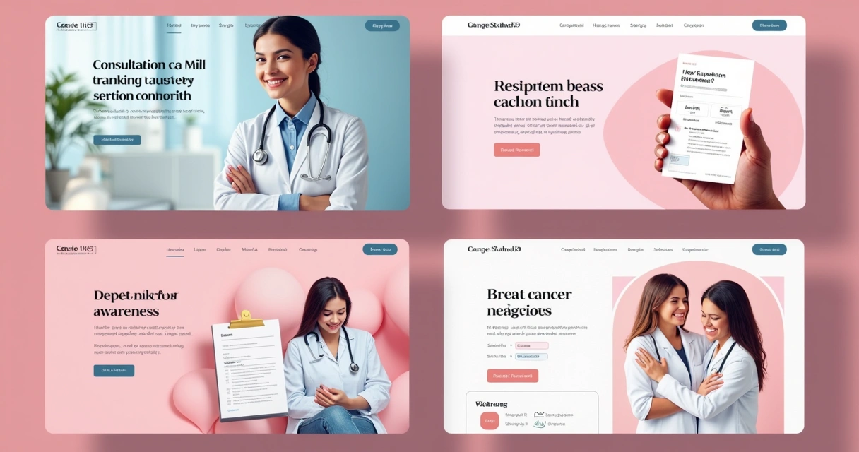 Quatro modelos diferentes de landing pages, desde agendamento até download de material 
