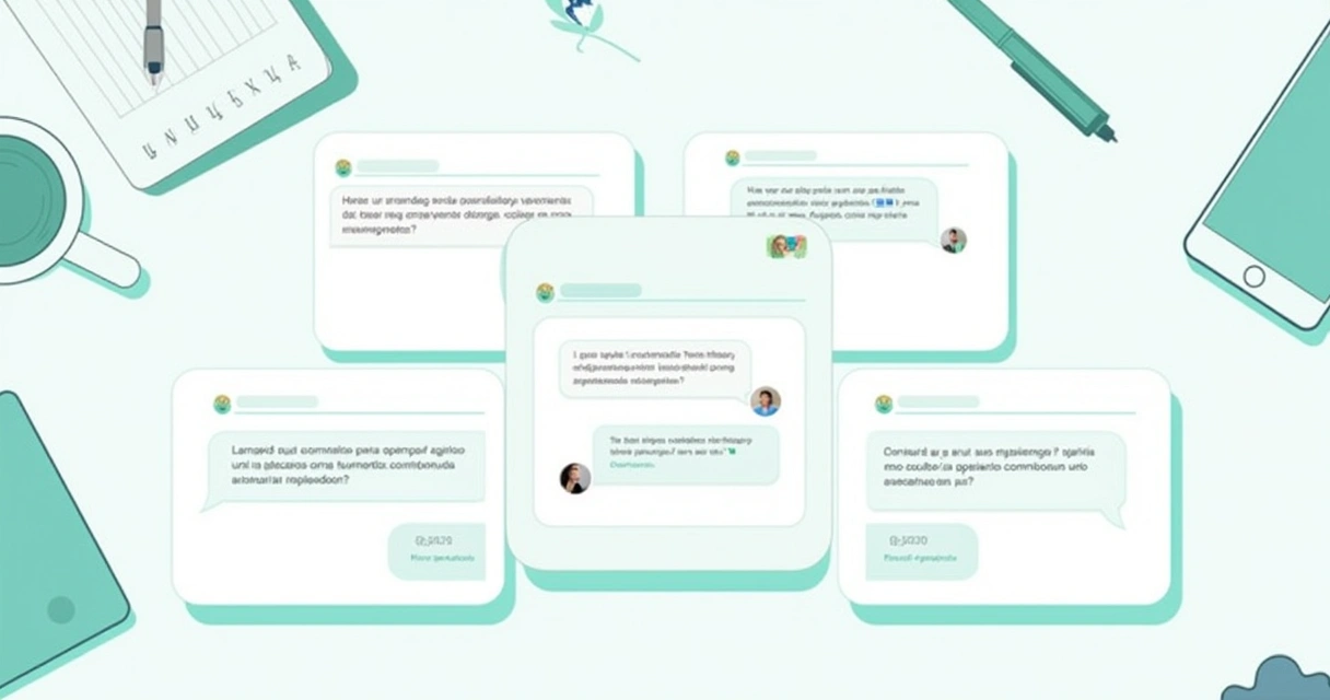 Modelos de mensagens automáticas organizados em cartões 