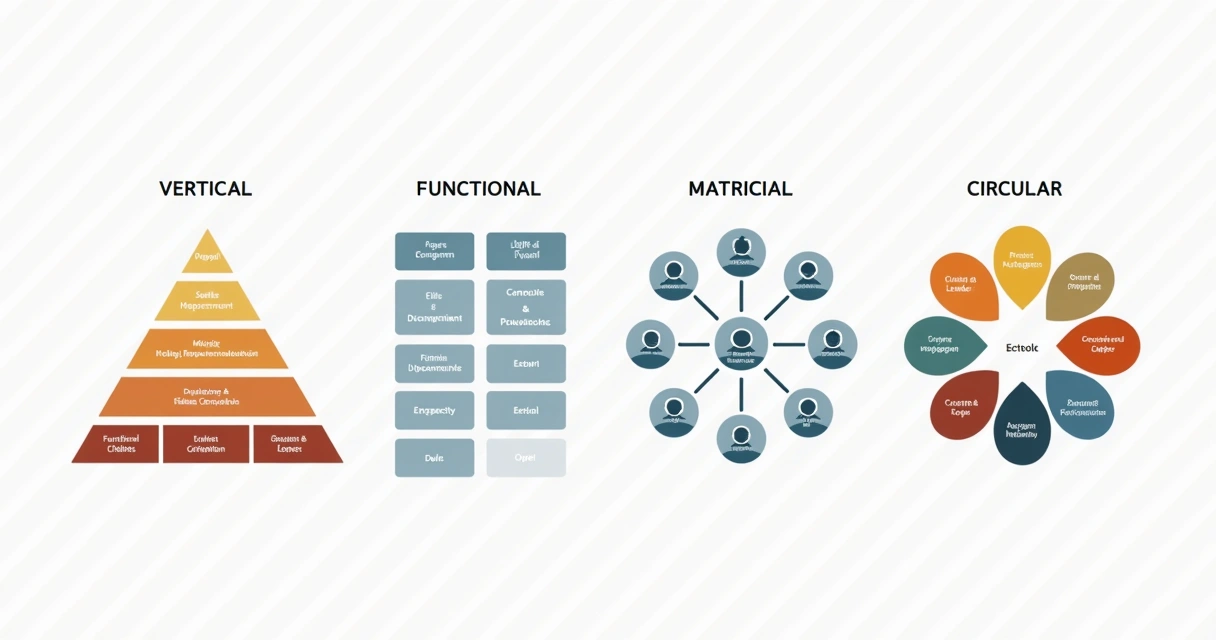 Exemplos gráficos de tipos de organograma para agências digitais 