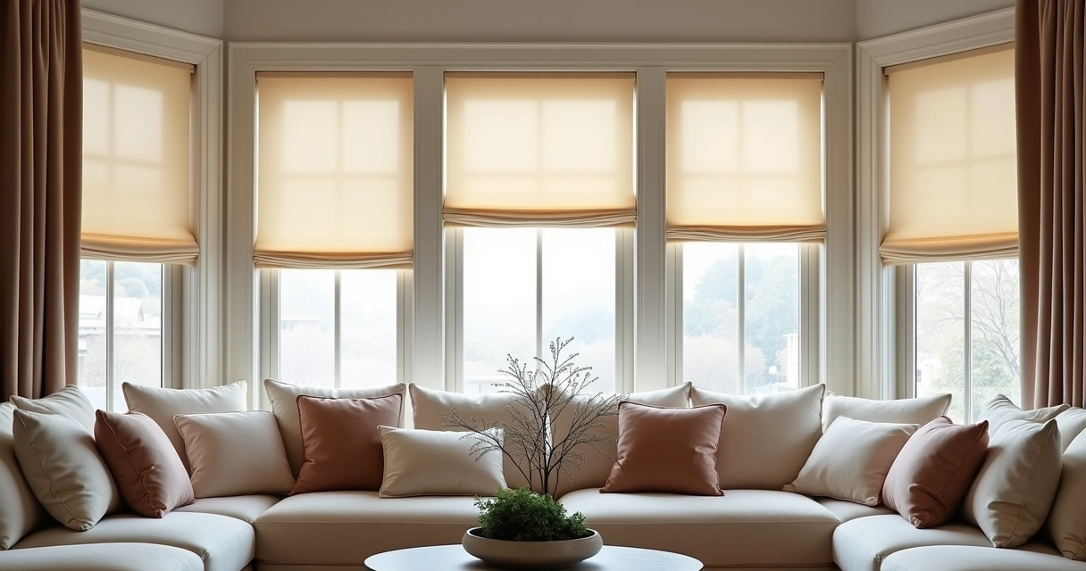 Vários modelos de cortinas blackout em ambiente decorado 
