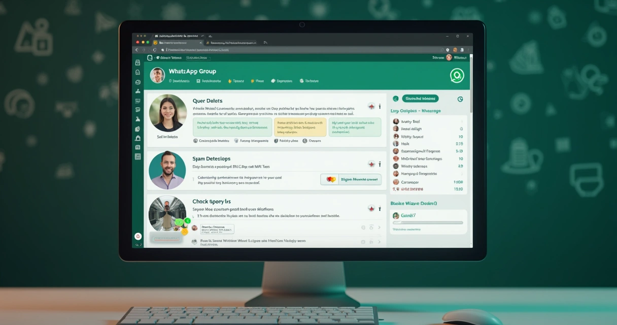 Tela de administração de grupo do WhatsApp mostrando moderação com automação