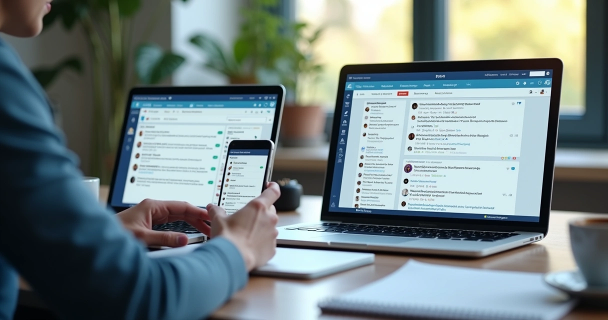 Painel de moderação em comunidade digital com pessoas em reunião virtual