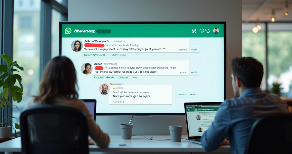 Moderação ativa em grupo de WhatsApp com bot automatizado, pessoas analisando mensagens em tela digital 