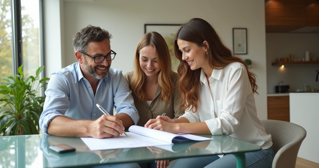 People viewing a modern home interior with a real estate agent 