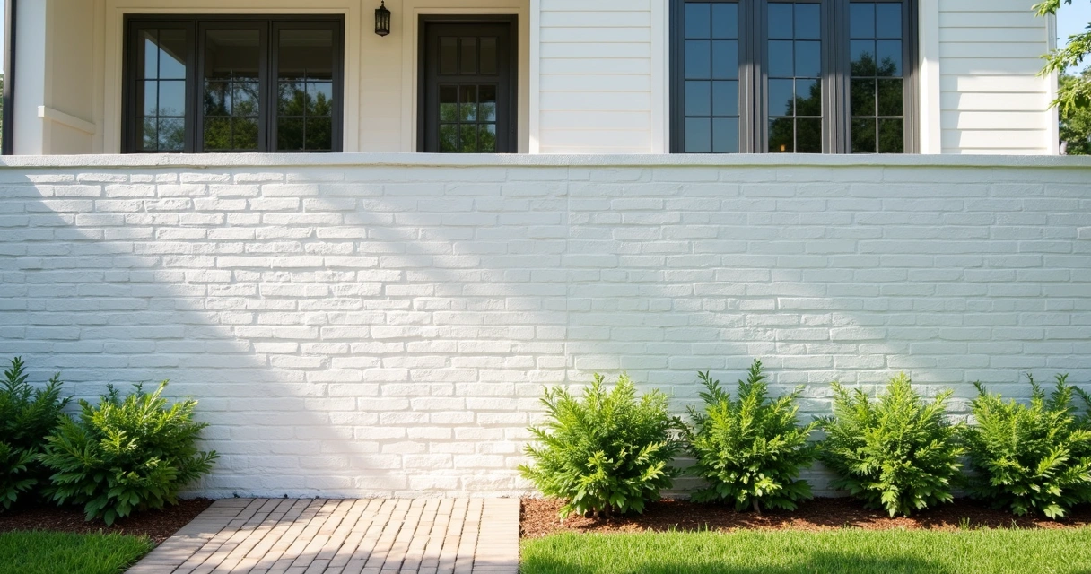 Modern home with newly painted exterior brick wall 