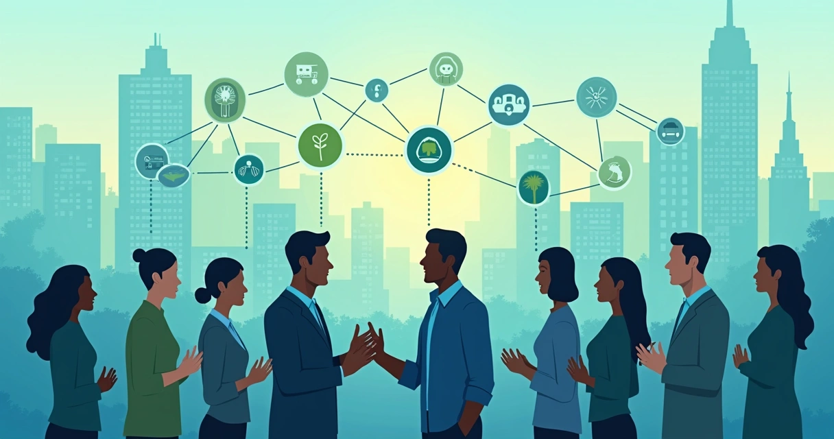 A mosaic of people, ideas, and symbols representing conscious value in a modern society