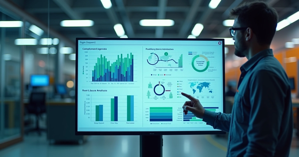 Digitales Dashboard mit Wartungskennzahlen und Compliance-Berichten 