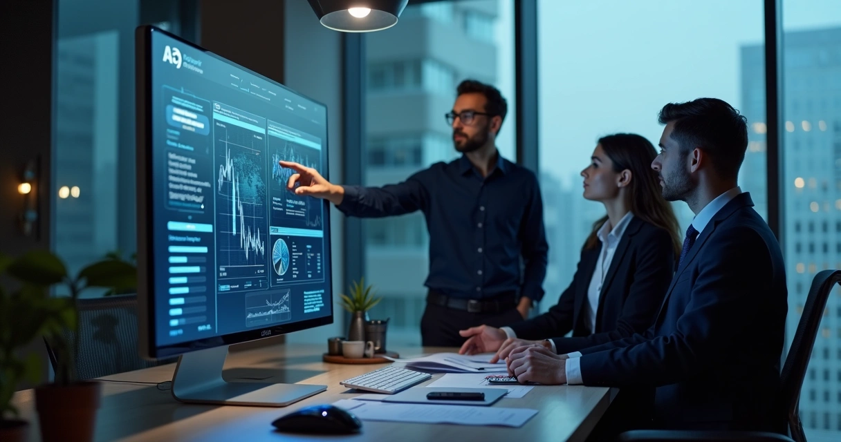 AI dashboard on modern office monitor