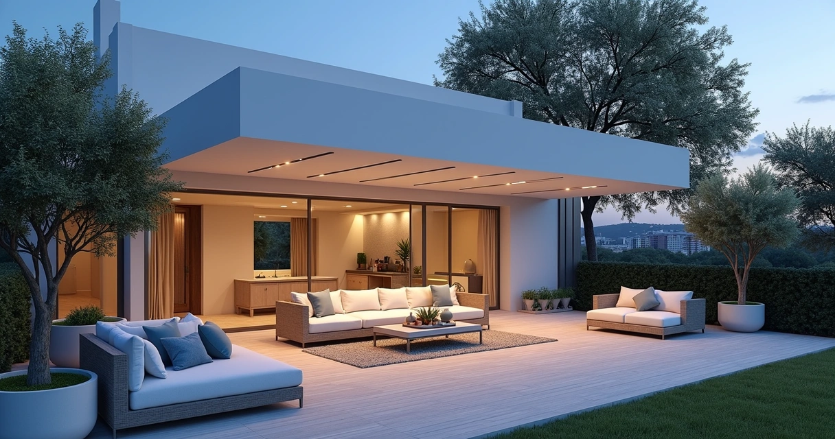 Modern pergola providing shade over an Austin patio 