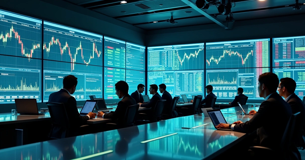 Digital treasury dashboard with real-time charts and analytics on large display 