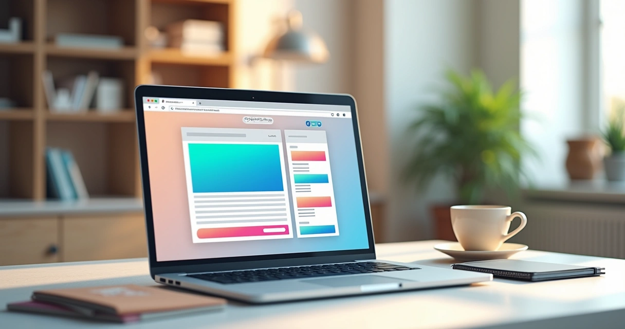 Website builder tools on a laptop screen 