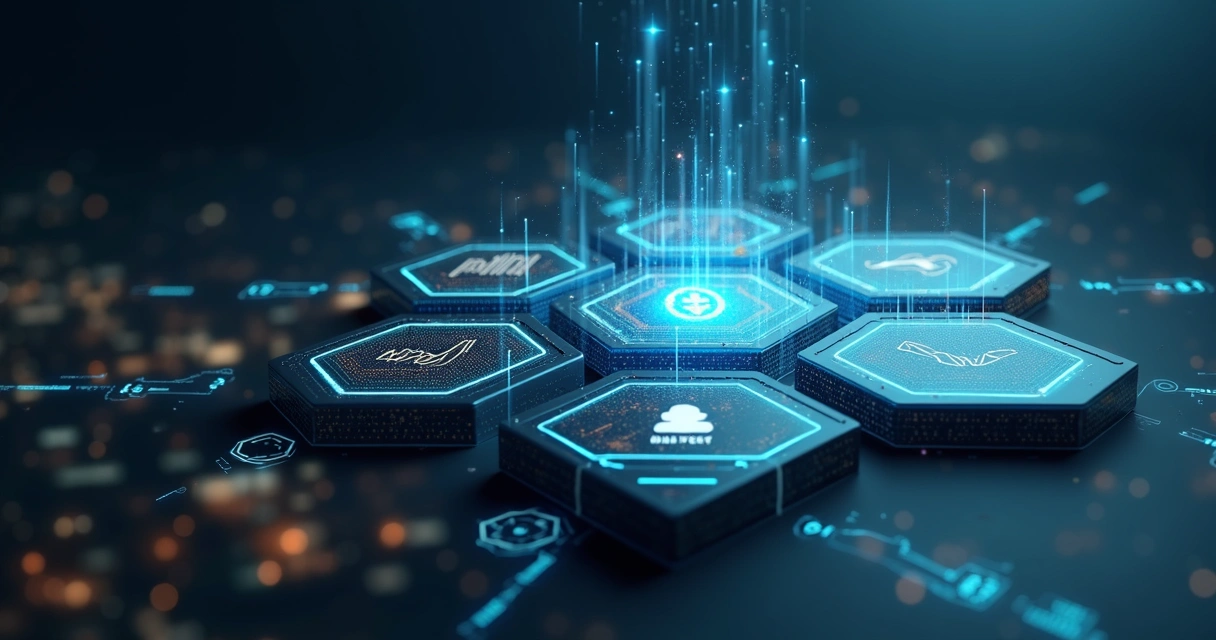 Floating modular finance tiles forming a digital treasury platform 