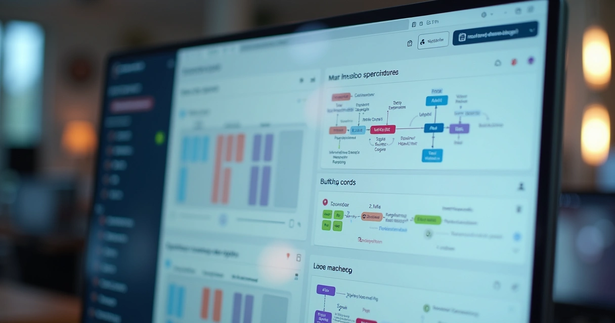 Dashboard mostrando módulos reutilizáveis em projeto no-code 