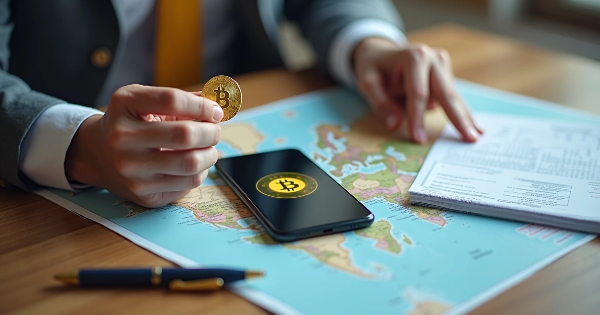 Comparação entre moedas digitais e físico em cima de uma mesa