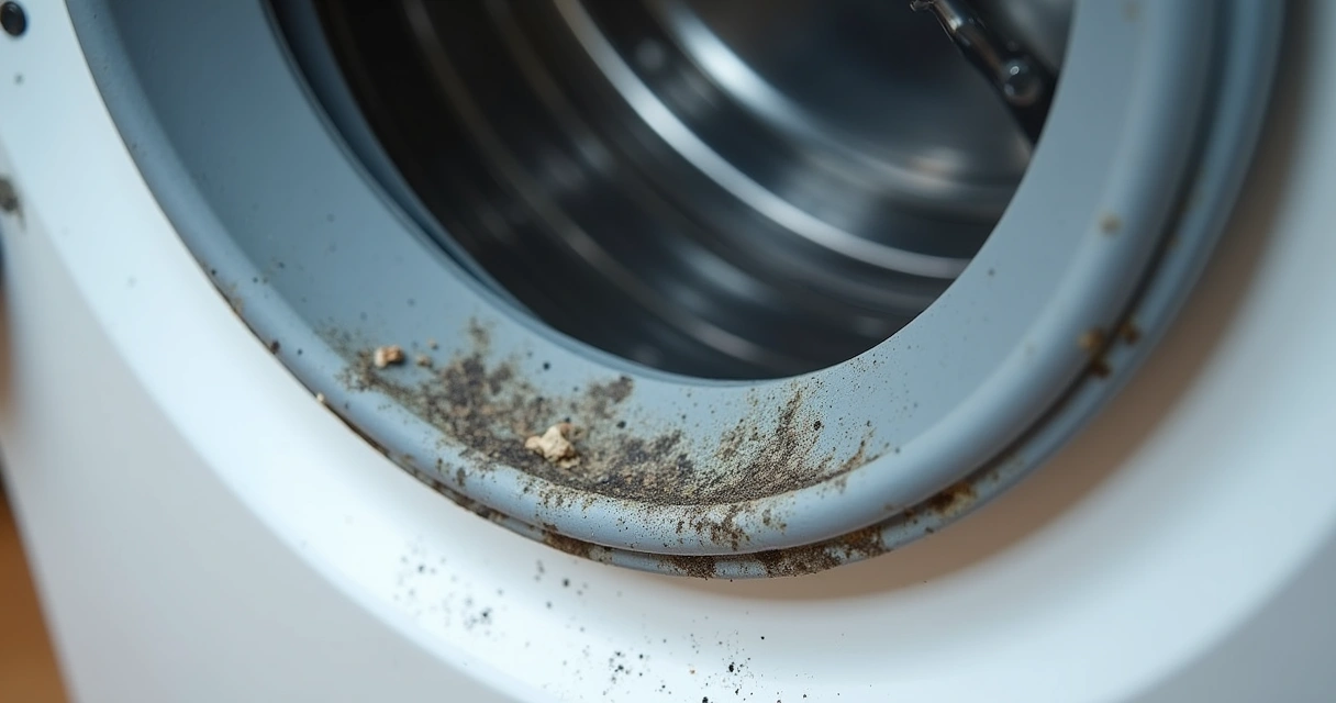 Mofo crescendo na borracha da porta de uma lava e seca 