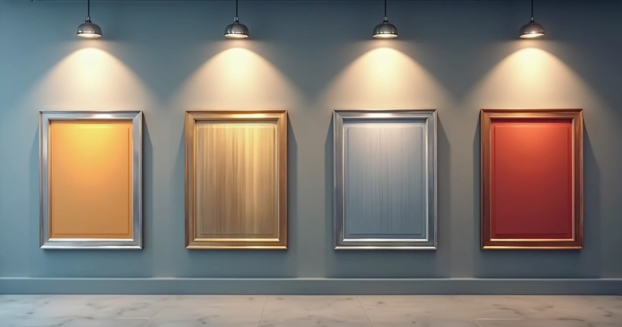 Diferentes molduras de alumínio para diplomas em inox 