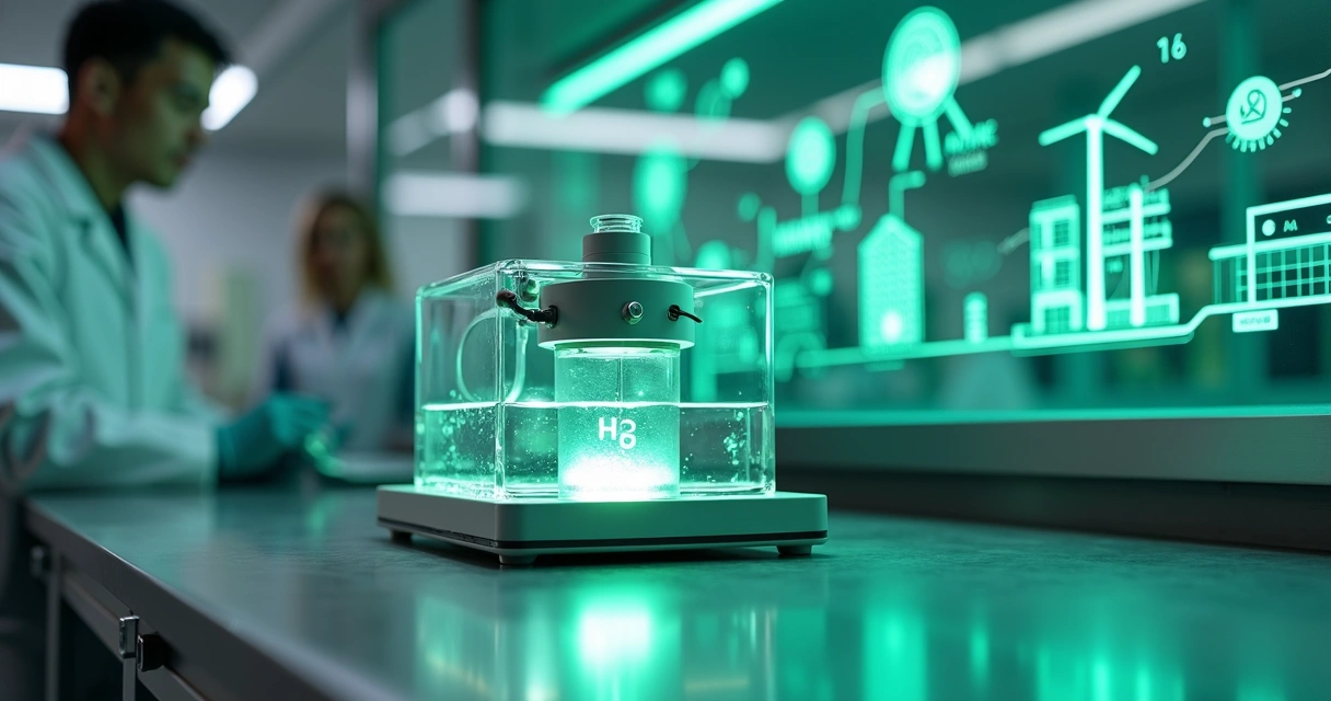 Módulo de hidrogênio verde conectado a fontes renováveis em bancada de laboratório avançado 