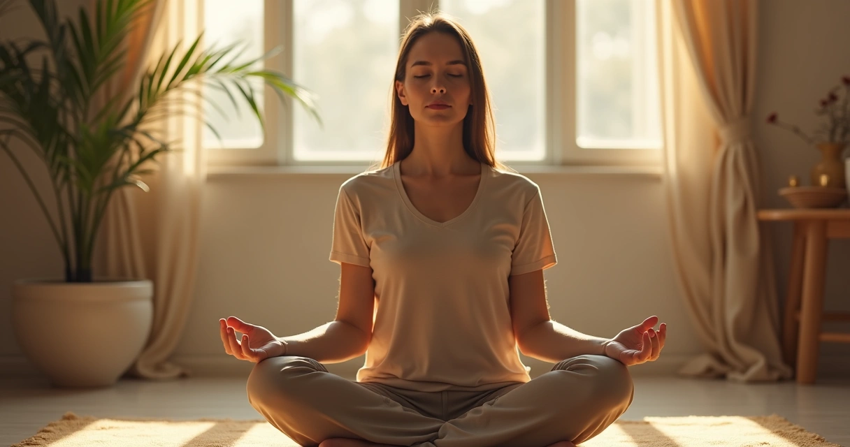 Pessoa sentada em silêncio praticando presença consciente 