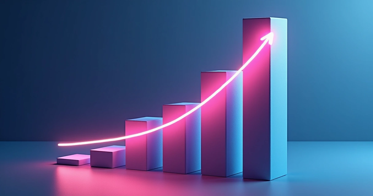 Gráfico com linha de receita recorrente mensal aumentando 