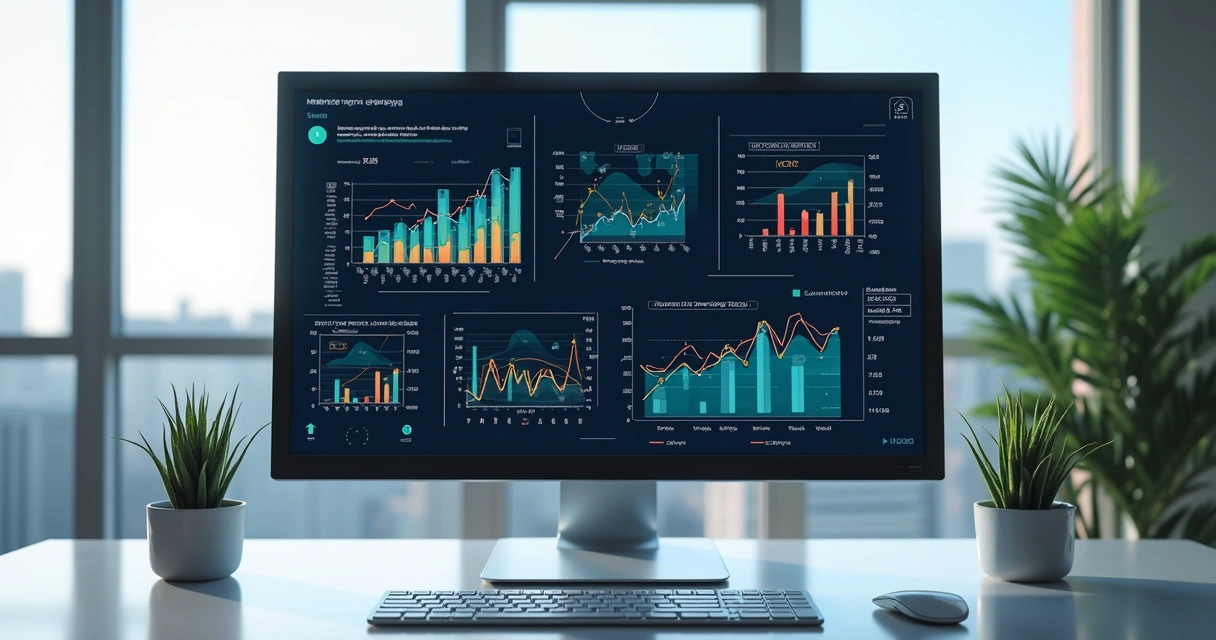 Tela de computador exibindo gráficos detalhados de atribuição de conversões em mídia paga 