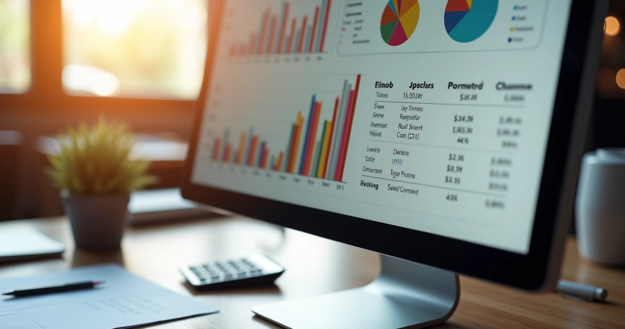 Tela de computador com relatório de lucro na tela 