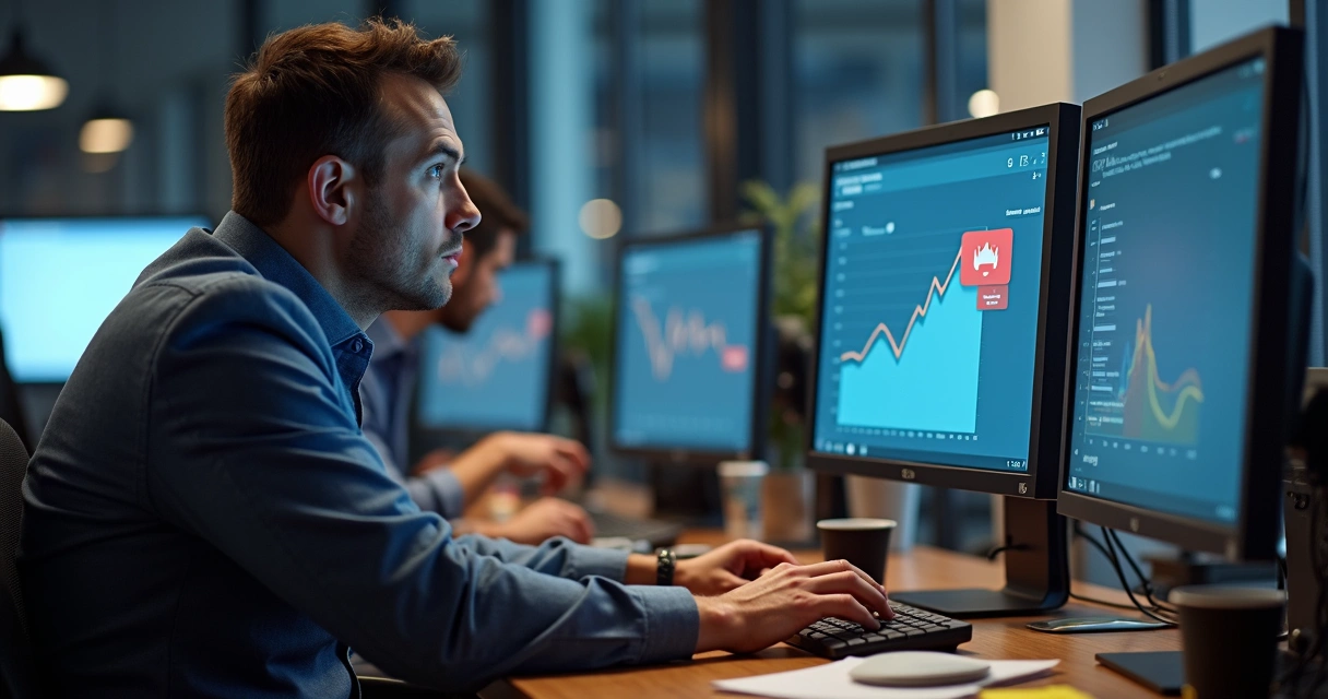 Tela com alerta de erro em estoque sendo analisado por gerente