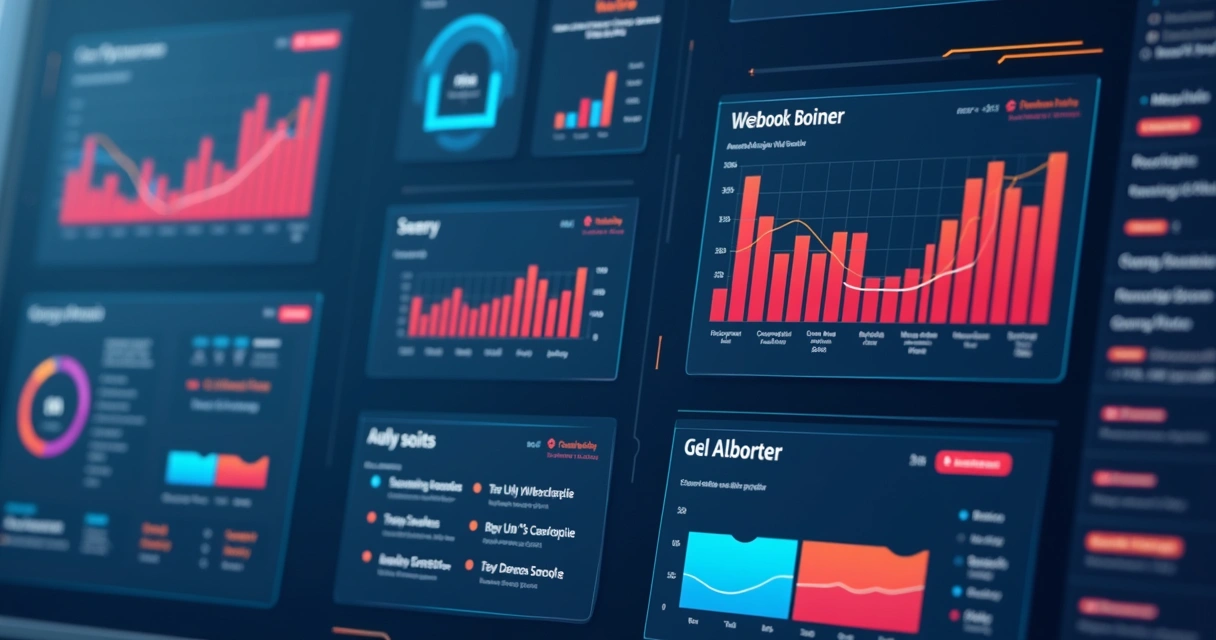 Painel digital com gráficos de monitoramento e alertas de sistemas automatizados 