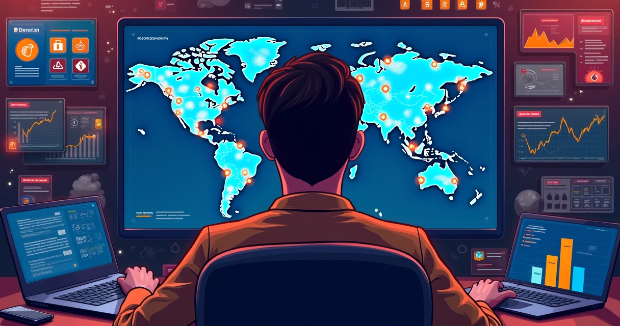 Dashboard digital mostrando alertas de segurança cibernética