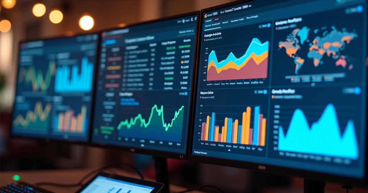 Gráfico de desempenho e dados de SEO 
