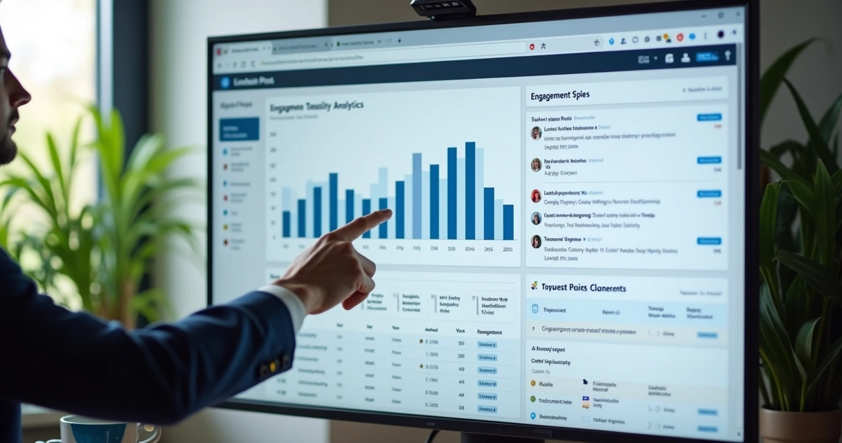 Tela de análise de postagens e engajamento nas redes sociais. 