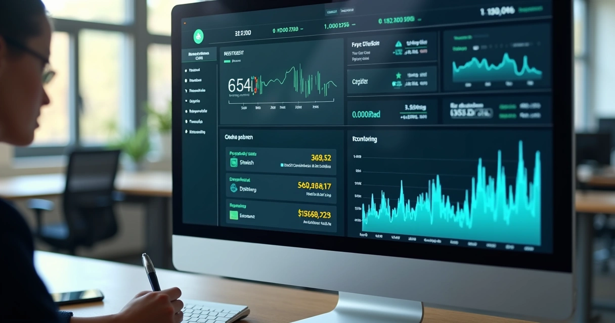 Tela de dashboard de monitoramento com gráficos de score de crédito 