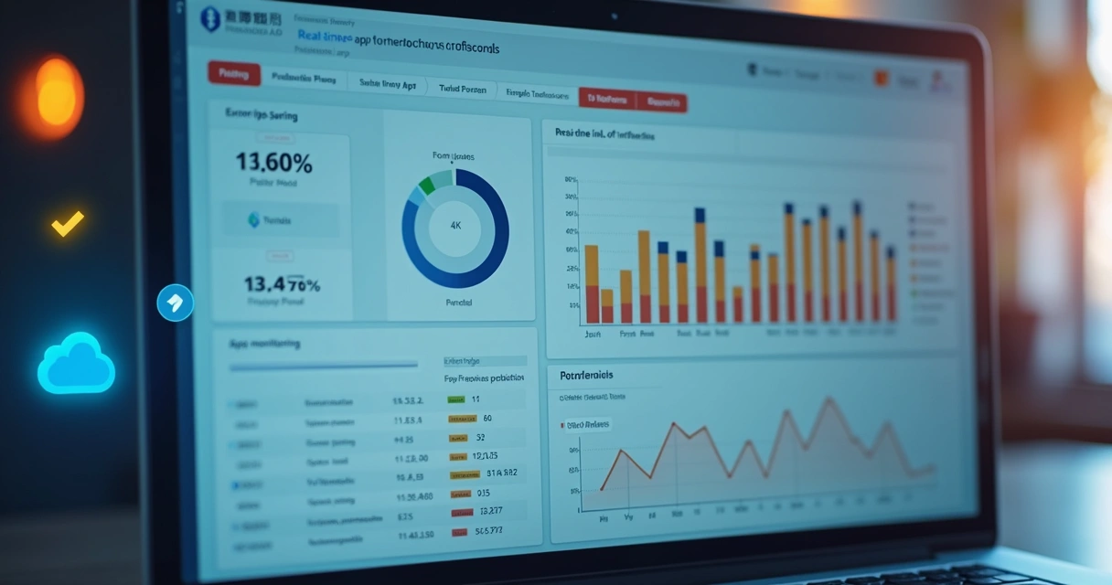 Gráfico de monitoramento em tela de app no-code, com alertas e notificações 