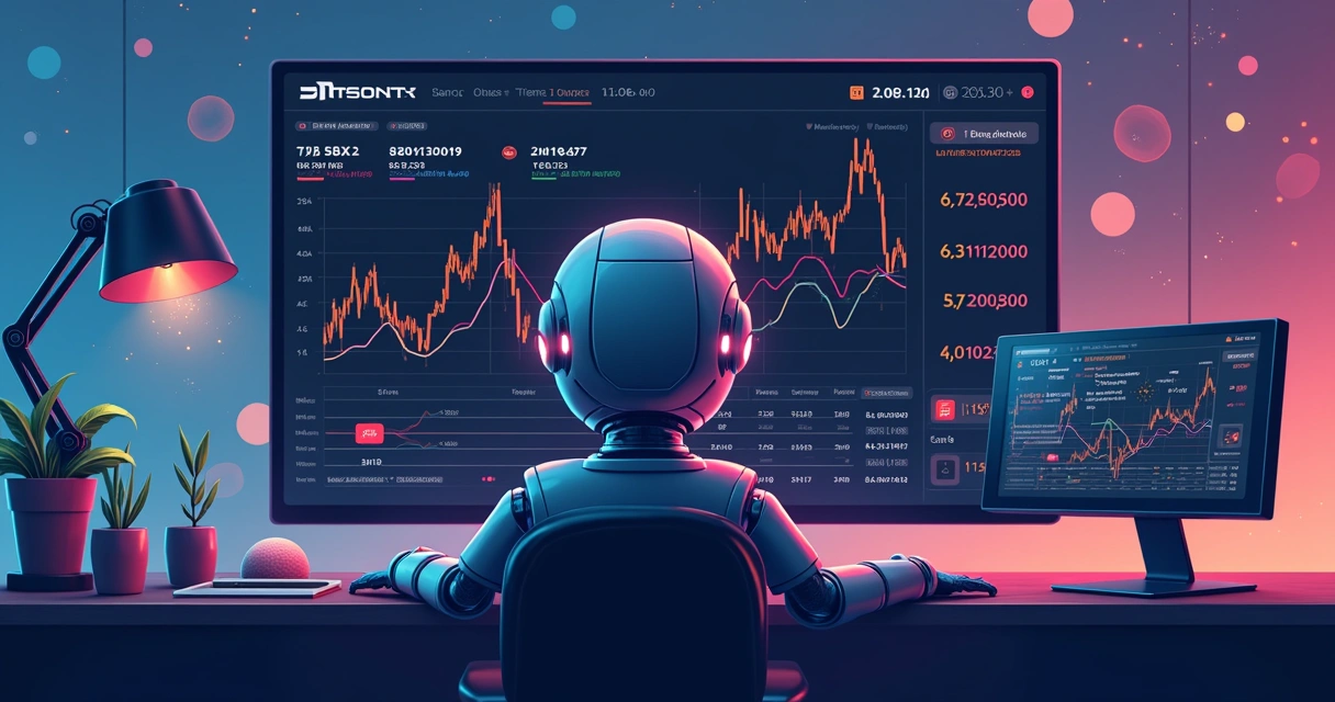 Tela de computador com robô monitorando apostas em tempo real 