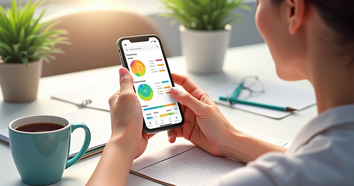 Profissional de saúde analisando informações em aplicativo de consulta nutricional na tela do tablet