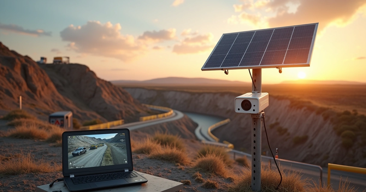 Câmera solar 4G monitorando área isolada de risco em instalação remota 
