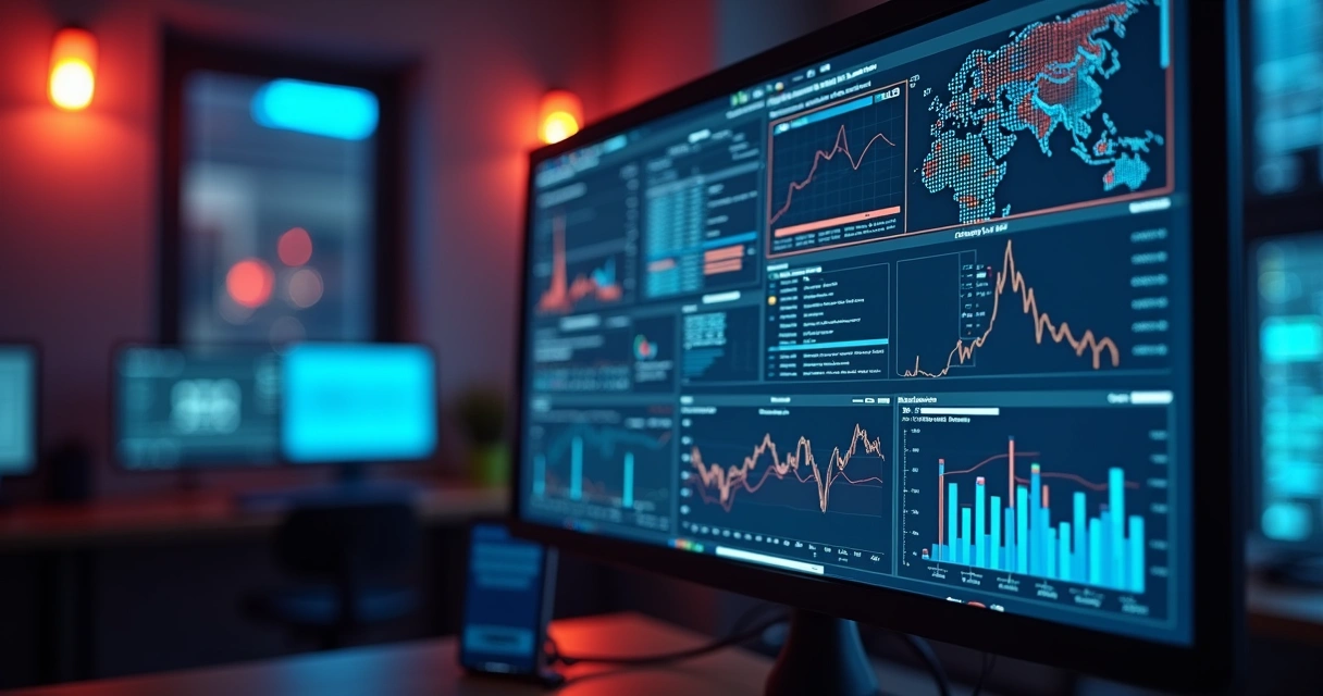 Tela de monitoramento de ameaças digitais com alertas 