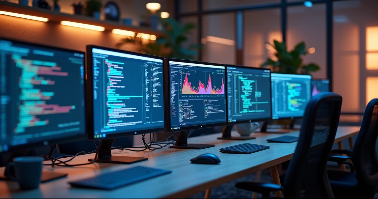 Painel digital mostrando logs de monitoramento de IA 