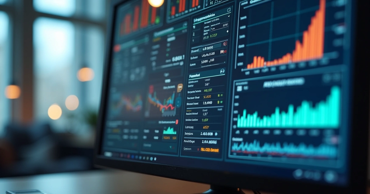 Tela de computador exibindo monitoramento automatizado de dados