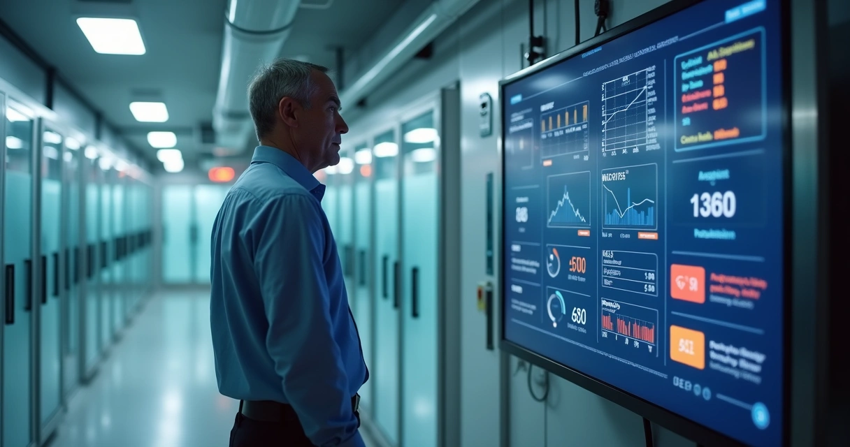 Gestor acompanha painel de monitoramento automatizado com alertas de risco em câmaras frias 