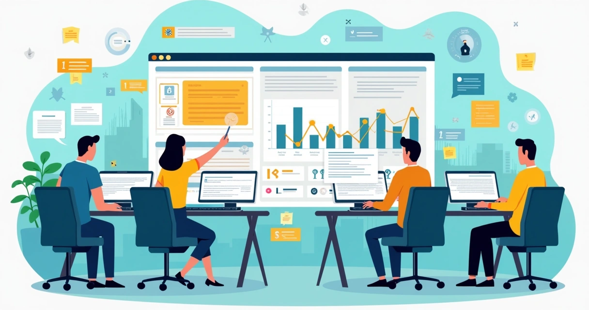 Equipe analisando painel de campanhas digitais 