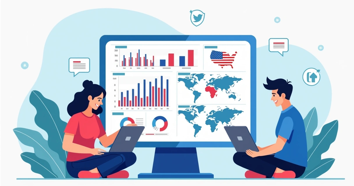 Gráfico de monitoramento digital de campanha eleitoral em tela 